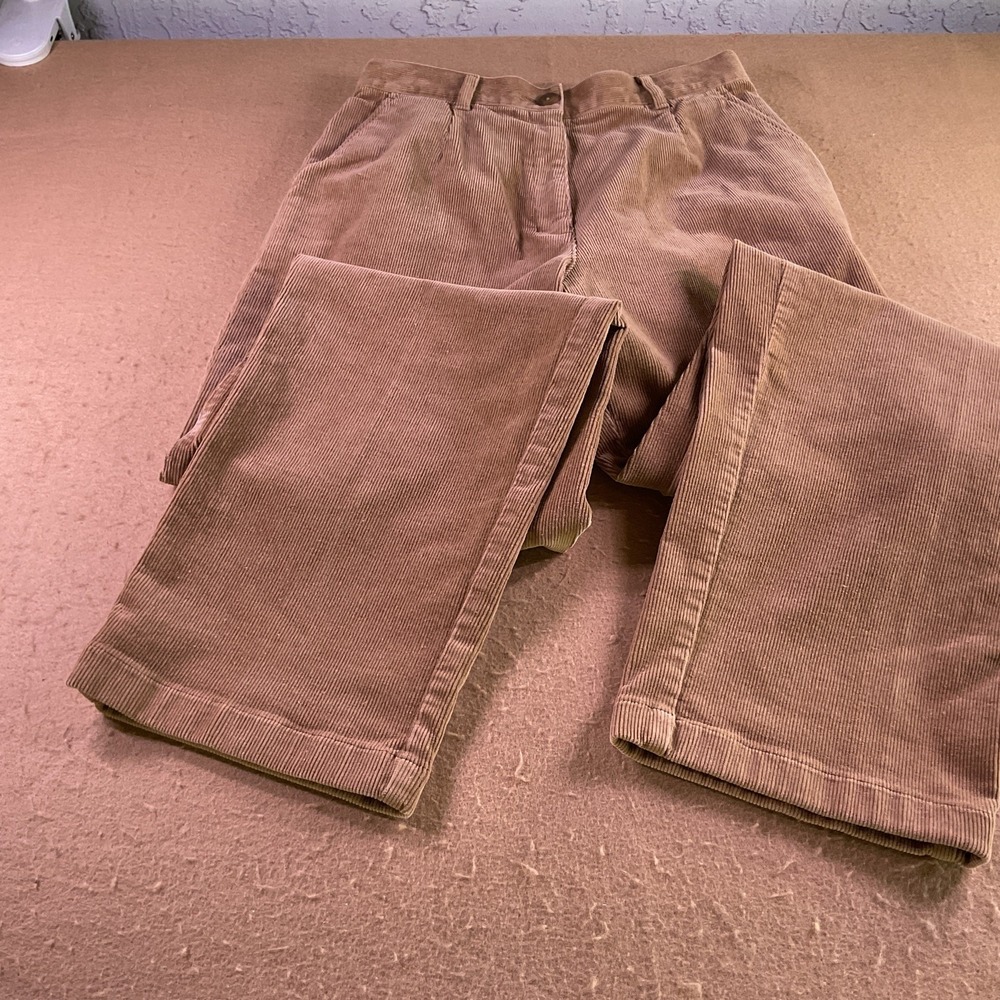 LL Bean Corduroy Pants Womens 10 Tall Light Brown Straight Leg Stretch 5-Pocket